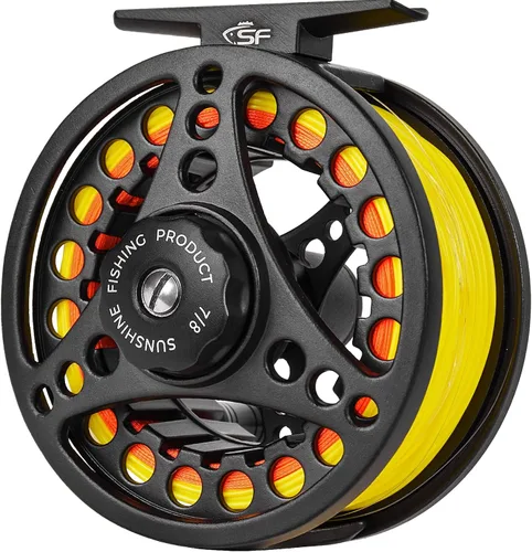 Vista 8 de SF SF-001 Carrete de pesca con mosca de arbor grande con cuerpo de aleación de aluminio 3/4wt 5/6wt 7/8wt Carrete de pesca con mosca precargado MB