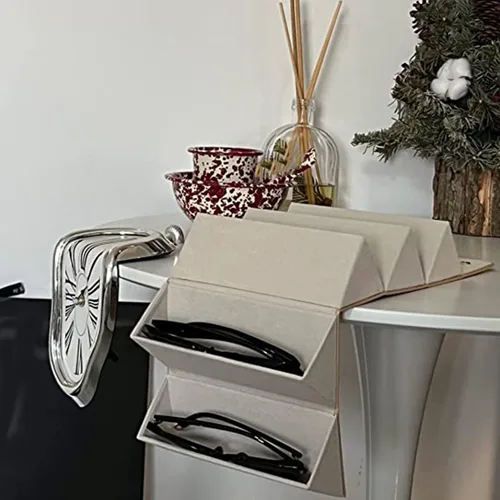 Vista 6 de Estuche organizador de gafas de sol, estuche de viaje con 5 ranuras para colgar gafas, caja de almacenamiento para mujeres y hombres