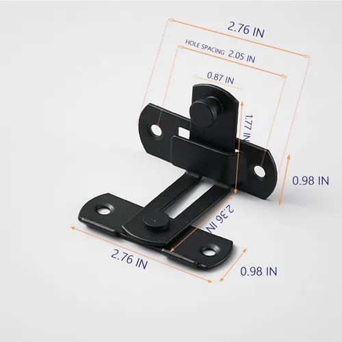 Vista 2 de Cerraduras de cerradura de puerta de granero abatibles – Cerradura de 90 grados para mayor seguridad en tu hogar, adecuado para baño, garaje