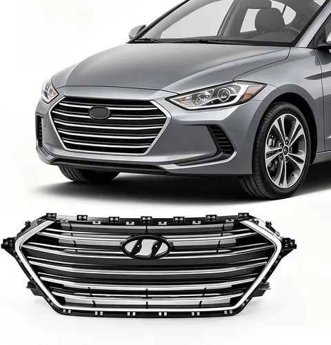Vista 10 de PIT66 Conjunto de parrilla delantera cromada compatible con Sonata 2011 2012 2013 HY1200154 863503S100