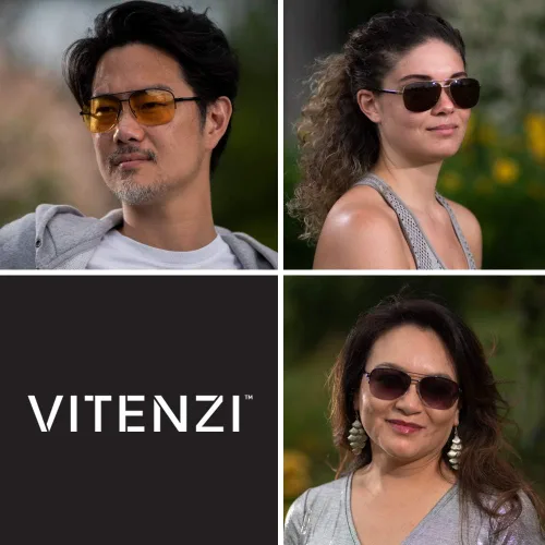 Vista 6 de VITENZI Anzio - Gafas de sol bifocales para hombres y mujeres, cuadrados, para lectura de aviador, lentes tintados al sol con lectores