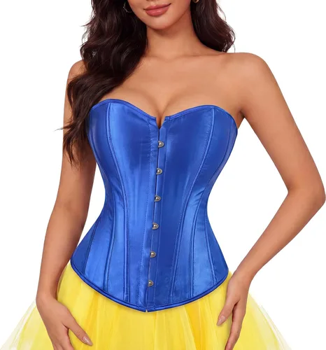 Vista 13 de Zhitunemi - Conjunto de lencería sensual para mujer, corsé de satén negro moldeador de cintura Beige