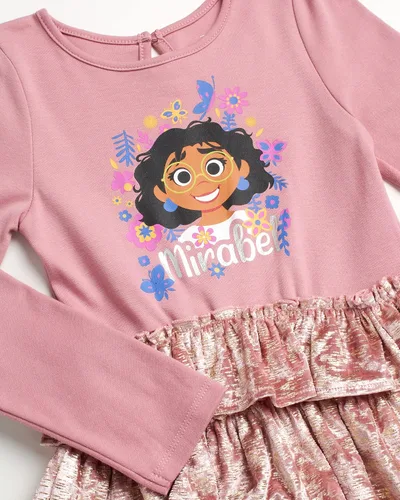 Vista 3 de Disney Vestido Encanto para niñas Vestido Mirabel Encanto para niñas Vestido tutú de princesa para niños pequeños (tamaños 2T-6X)