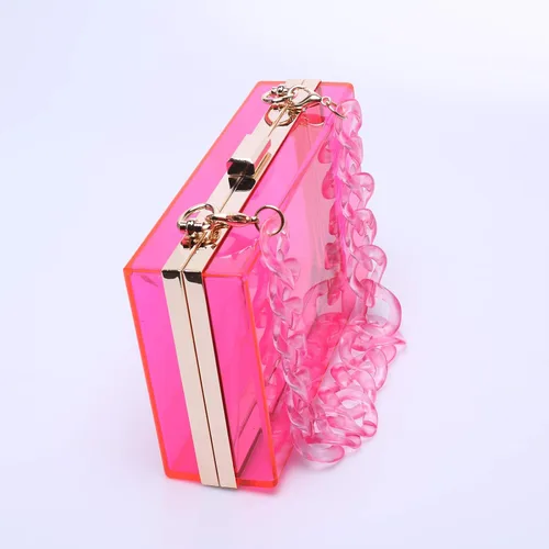 Vista 3 de Bolsos de noche transparentes de acrílico para mujer, bolsos de embrague vintage para banquetes