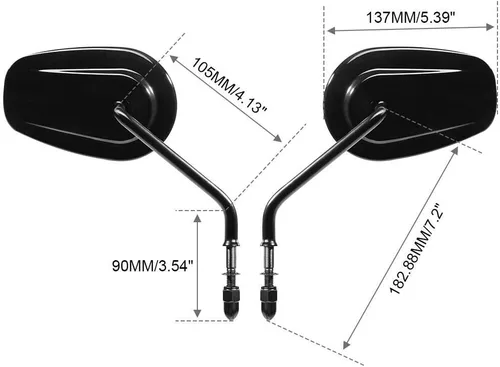 Vista 2 de TCMT Par de espejos retrovisores negros para motocicleta Harley Road King CVO Road Street Tri Glide Freewheeler Street XG500 XG750 Sportster XL1200