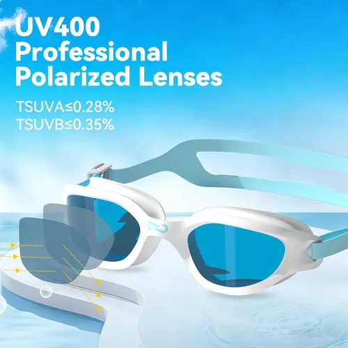 Vista 2 de COPOZZ Gafas de natación para mujeres adultas, gafas de natación para mujeres y hombres, antivaho sin fugas, protección UV para adultos