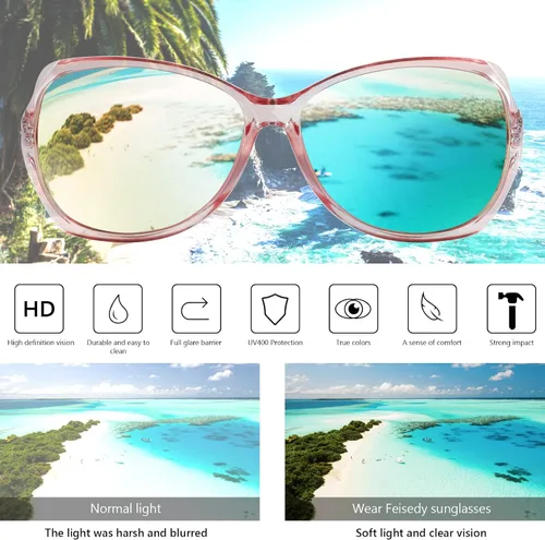 Vista 6 de FEISEDY Gafas de sol polarizadas de gran tamaño para mujer, estilo mariposa, protección UV, B9045