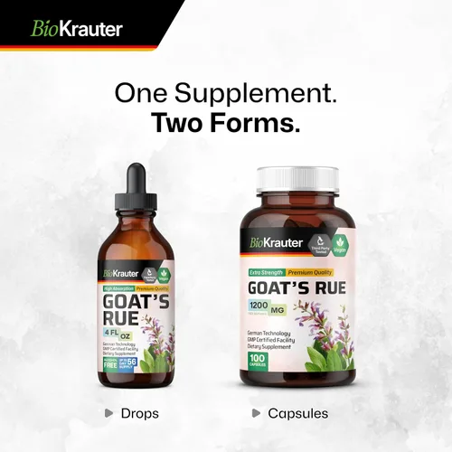 Vista 8 de BIO KRAUTER® Goats Rue for Breastfeeding - Suplemento de lactancia vegano puro - Goat's Rue 100 cápsulas 1200 mg por porción - Suplementos naturales