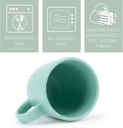 Vista 4 de Elanze Designs Paquete de 2 tazas de café de cerámica de 13 onzas con fondo de arcilla cruda, color verde menta Verde (Mint Green)