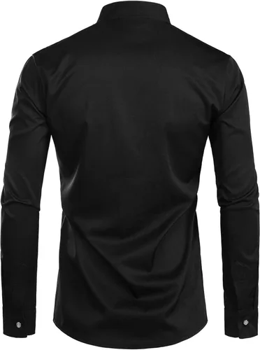 Vista 2 de ZEROYAA Camisas de vestir de manga larga con bordado floral para hombre