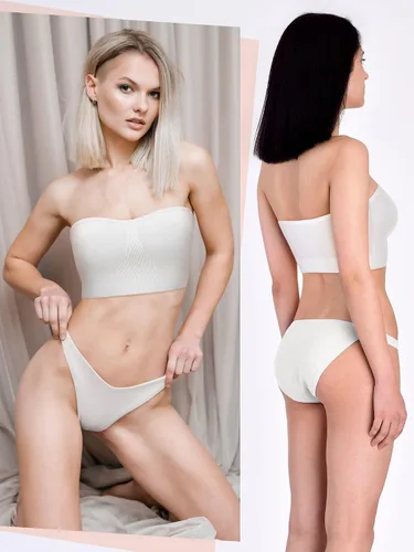 Vista 6 de Geyoga Paquete de 4 brasieres bandeau para mujer con forro antideslizante, brasier deportivo acolchado sin tirantes, sin costuras, bralette