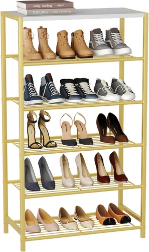Vista 19 de HOMEFORT Zapatero de 5 niveles, estante de almacenamiento de zapatos, torre industrial para zapatos, organizador de zapatos estrecho para entrada