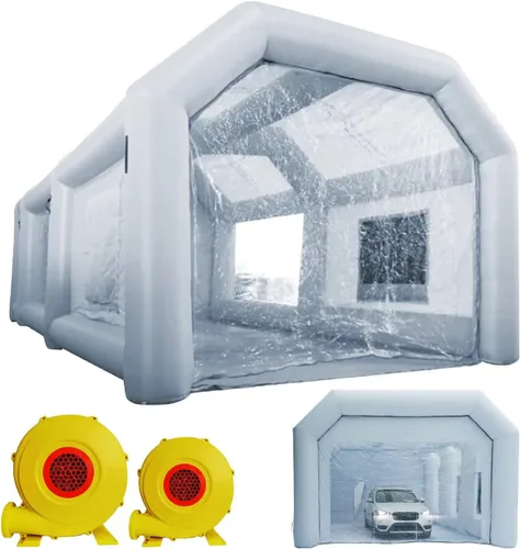 Vista 8 de Xmaybang Cabina de pintura inflable de 13 x 6.5 x 8.2 pies con 2 sopladores, cabina de pulverización inflable, estación de trabajo profesional