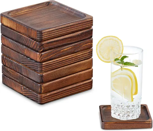 Vista 9 de Posavasos de madera para bebidas - Juego de posavasos de madera natural para vasos de bebida, protección de mesa para cualquier tipo de mesa, juego