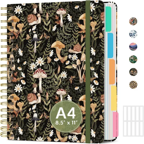 Vista 19 de Cuadernos grandes con forro en espiral para el trabajo con divisores y pestañas extraíbles, 8.5 x 11 pulgadas, bonito cuaderno de tapa dura de 5