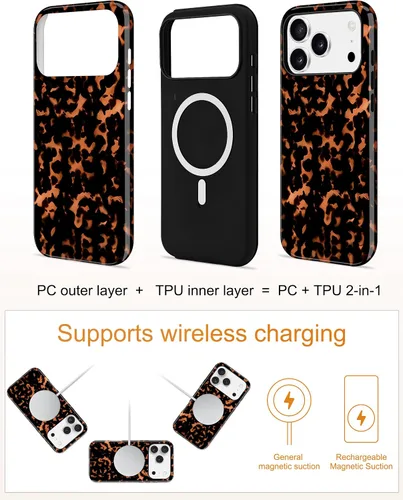 Vista 401 de Jusy Funda compatible con MagSafe con estampado de caparazón de tortuga marrón para iPhone 7/8/SE, cubierta protectora de TPU suave magnética