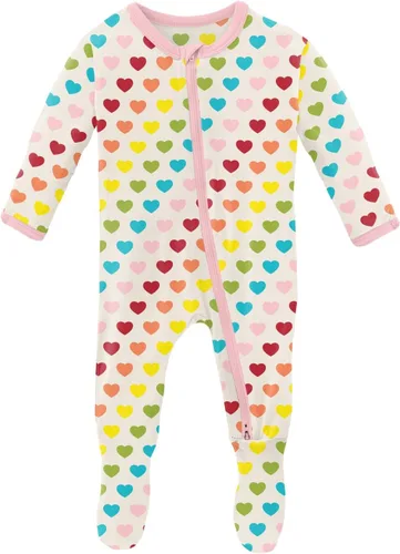 Vista 130 de KicKee Baby & Toddler - Pijama de viscosa ultrasuave de bambú con patas abatibles y puños