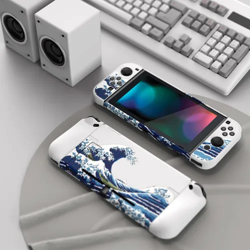 Vista 3 de PlayVital Funda acoplable mejorada para Nintendo Switch, funda protectora ergonómica para Nintendo Switch, protector separable carcasa dura