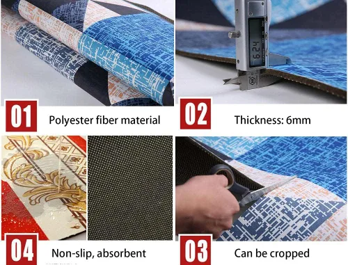 Vista 6 de Alfombra de pasillo con diseño contemporáneo, de 35.5 pulgadas x 11 pies, para pasillos, cocina, entrada, vestíbulo, alfombra de pelo bajo, lavable