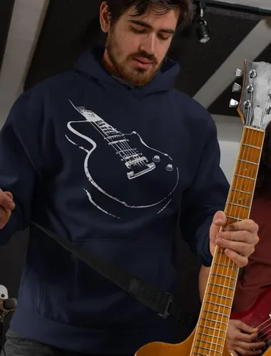 Vista 2 de Sudaderas con capucha de guitarra para hombre, regalos novedosos para músicos, suéteres de guitarrista