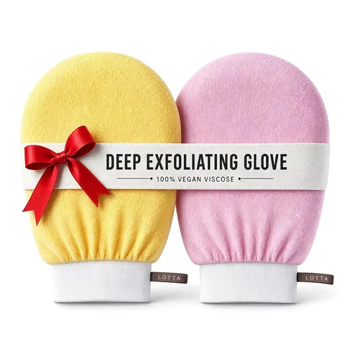 Vista 8 de LOTTA Manopla exfoliante coreana, 2 unidades, guantes de baño, autobronceadores, exfoliantes corporales, tamaño grande, adecuado para hombres