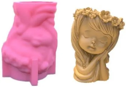 Vista 7 de Macetas de silicona para suculentas, maceta 3D para niña durmiente, moldes de fundición de hormigón para bricolaje, jardinería, manualidades