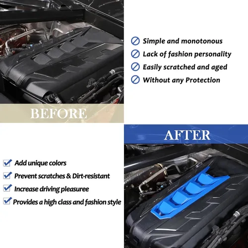Vista 2 de Daeiclru Cubierta de cubierta de motor compatible con Chevrolet Corvette C8 2020-2023, cubierta de panel de bahía de motor de plástico ABS (azul)