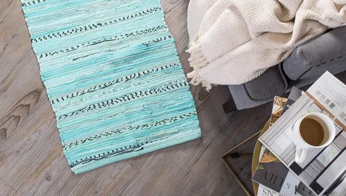 Vista 5 de DII Chindi Home Collection Alfombra de trapillo de área multicolor tejida a mano, 20 x 31.5 pulgadas, color Aguamarina