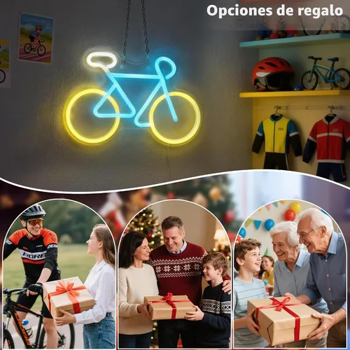 Vista 7 de Letreros de neón para bicicleta para decoración de pared, luces de neón para dormitorio, luz de pared de neón adecuada para sala de estar, oficina