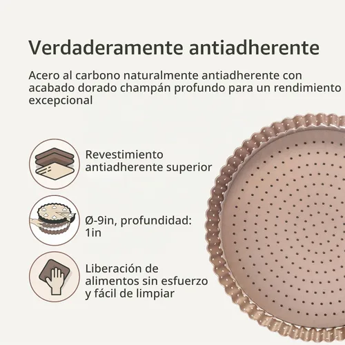 Vista 2 de HAPPIELS Sartén para tartas de 9 pulgadas con parte inferior extraíble