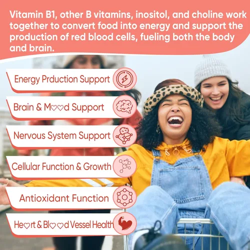 Vista 6 de Gomitas de complejo de vitamina B1 y vitamina B metilada, vitaminas B amigables con GLP-1 + benfotiamina + tiamina e inositol, multivitaminas B1 B2