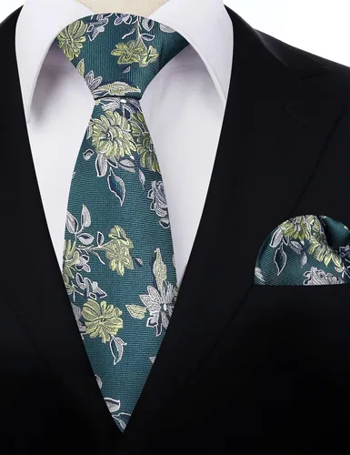 Vista 108 de Alizeal Mens 3.15inches Leaf Flower Pattern Tie with Floral Pocket Square Set