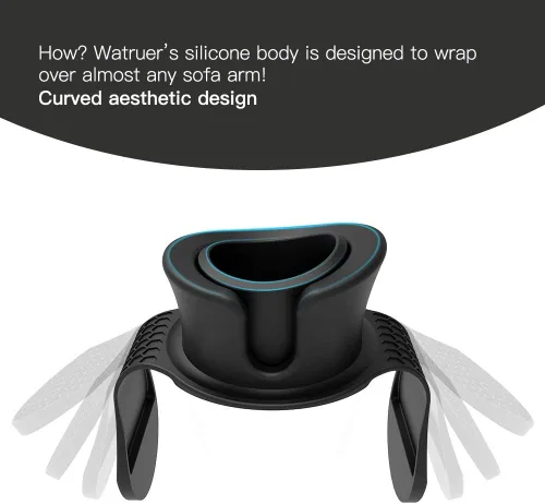 Vista 6 de Portavasos para sofá - Watruer El soporte antiderrame definitivo de silicona para tus bebidas en tu sofá o sofá - Negro