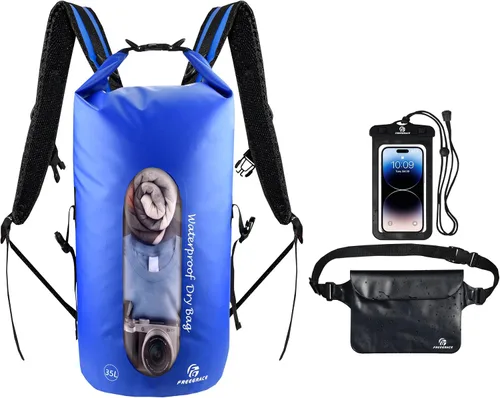 Vista 10 de Freegrace - Juego de 3 bolsas secas impermeables, bolsa seca con 2 cierres y correa de hombro desmontable; bolsa de cintura y funda para teléfono