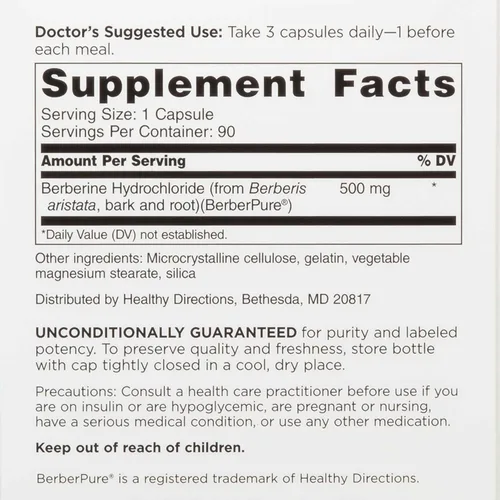 Vista 3 de Suplemento clínico de Berberina DOCTORS' PREFERRED - Formulado por médicos 1500 mg por porción diaria 90 unidades Suplemento de berberina