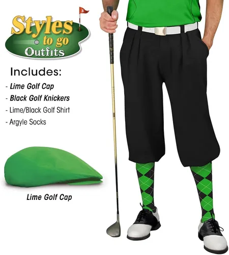 Vista 2 de Golf Knickers Styles To Go - Traje completo de golf para hombre, incluye camisa de golf, gorra de golf y calcetines de golf