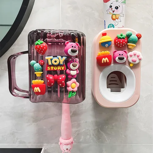 Vista 16 de Dispensador automático de pasta de dientes montado en la pared para baño, exprimidor de pasta de dientes para niños y ducha familiar