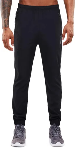 Vista 3 de Pantalones deportivos para hombre, pantalones deportivos para entrenamiento, gimnasio, correr, entrenamiento con bolsillos con cremallera
