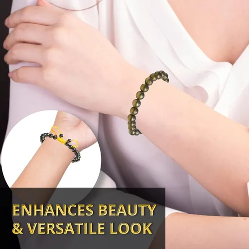 Vista 55 de Adjustable Crystal Bracelet – Gemstone Bead Bracelet with Adjustable Macrame String – Chic Gemstone Bracelet for Men and Women – 8mm Round Healing