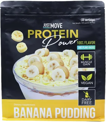 Vista 10 de Just Move Protien - Proteína de Pudín de Plátano - Vegana (a Base de Plantas), Orgánica, Sin Lácteos, Sin Soja, Sin Gluten, Keto, Sin Maní, 20g