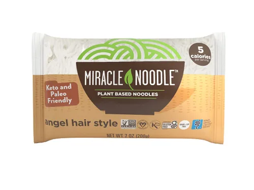 Vista 6 de Miracle Noodle Angel Hair Pasta, 7 onzas (paquete de 10), fideos Shirataki Konjac a base de plantas, 5 calorías, 0.04 oz de carbohidratos netos por