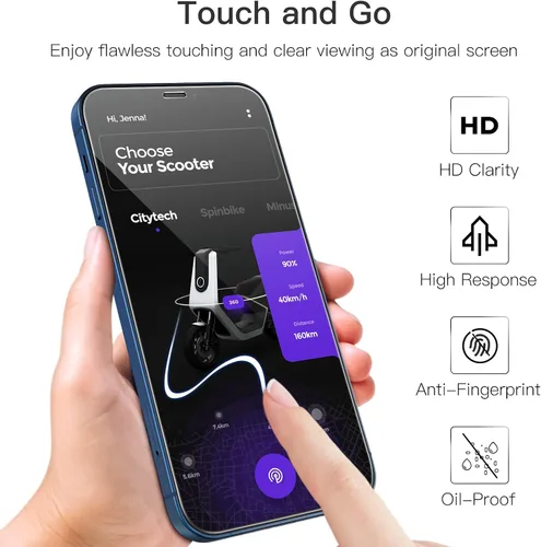 Vista 6 de JETech Protector de pantalla de cobertura completa para iPhone 12/12 Pro de 6.1 pulgadas, película de vidrio templado 9H, compatible con fundas