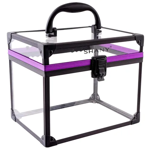 Vista 2 de SHANY Estuche transparente para cosméticos y artículos de tocador, organizador de maquillaje de viaje extra grande con cierre seguro y detalles negro