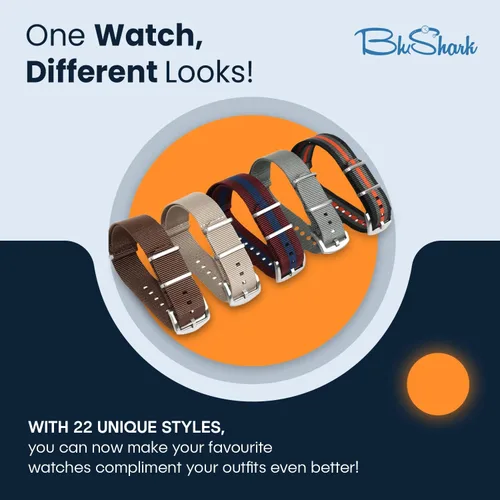 Vista 3 de BluShark La correa para reloj de nailon de alta calidad original, varios tamaños y estilos