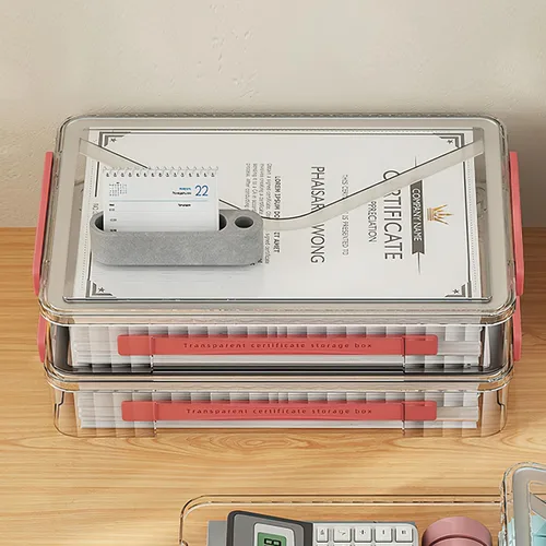 Vista 5 de Marte Vanci Contenedor de almacenamiento de plástico con tapa, estuche portátil para proyectos con asa, caja de almacenamiento transparente