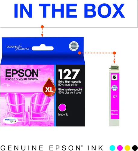 Vista 5 de Epson T127 DURABrite Ultra Ink Cartucho negro de capacidad estándar (T127120-S) para determinadas impresoras Stylus y fuerza de trabajo y Epson