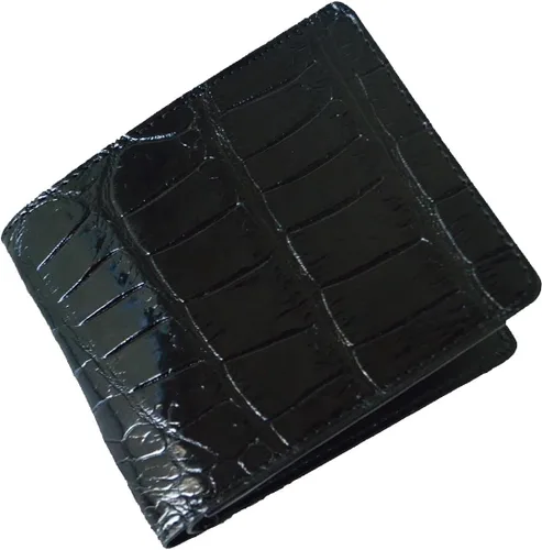 Vista 8 de Billetera de cuero plegable para hombre, Negro