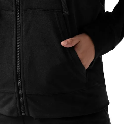 Vista 4 de Wright's Conjunto de sudadera y jogger de terciopelo para mujer de 2 piezas con cremallera y capucha Negro