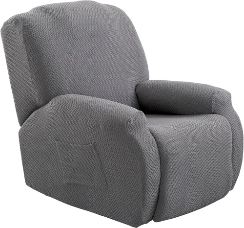 Vista 10 de ele ELEOPTION Fundas reclinables de 4 piezas con bolsillo lateral, antideslizante, ajustable, protector de muebles con parte inferior elástica Negro
