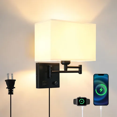 Vista 13 de Plug in Swing Arm Wall Sconce, Wall Lights for Living Room
